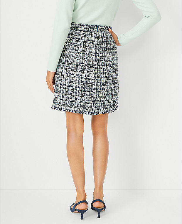 Tall Shimmer Fringe Tweed A-Line Pocket Skirt