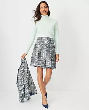 Tall Shimmer Fringe Tweed A-Line Pocket Skirt carousel Product Image 3