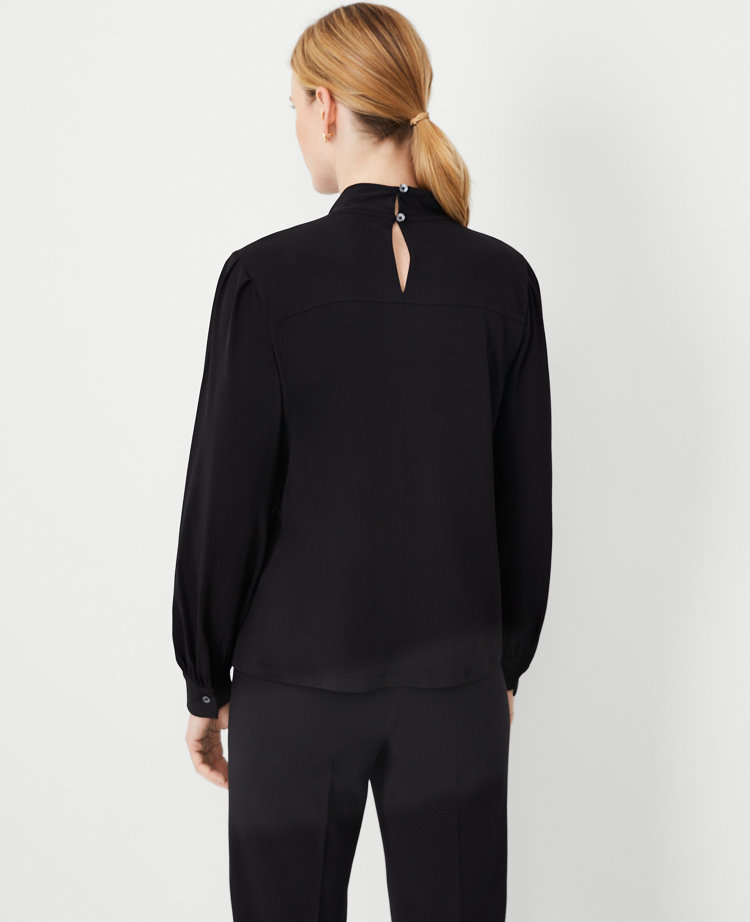 Twist Mock Neck Pleat Front Top