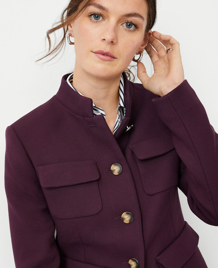 Mock Neck Patch Pocket Jacket