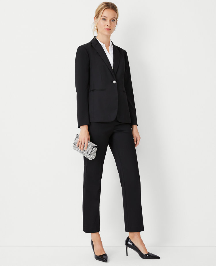 The High Rise Side Zip Flare Ankle Pant in Sateen