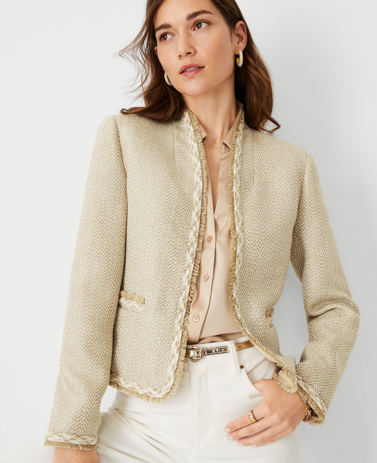 Metallic Tweed Cutaway Jacket