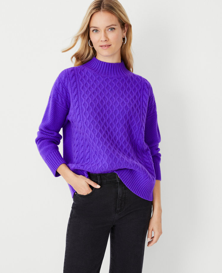 Cable Relaxed Boatneck Tunic Sweater