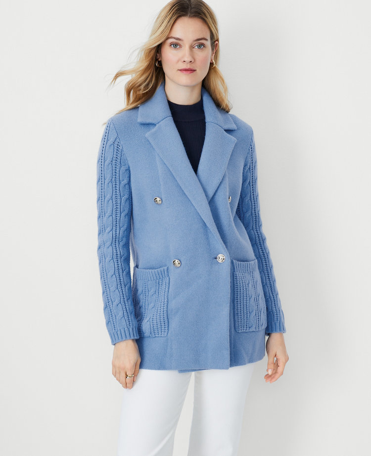 Ann Taylor, Jackets & Coats, New Ann Taylor Chalk Blue Double Breasted  Blazer 6