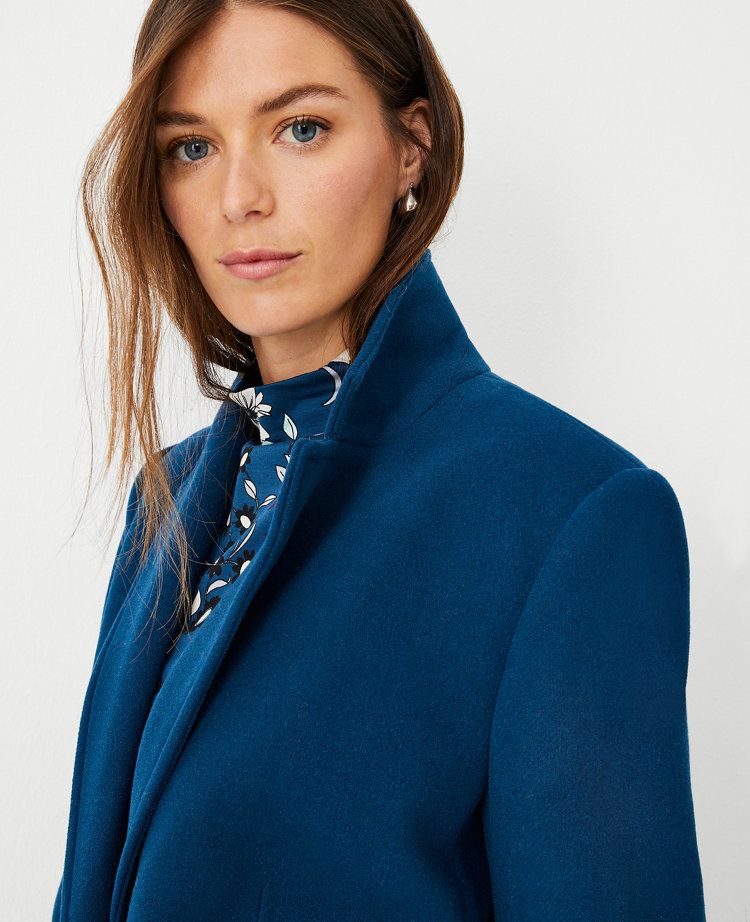 Wool Blend Short Chesterfield Coat