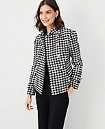 Houndstooth Wool Blend Military Jacket carousel Product Image 1