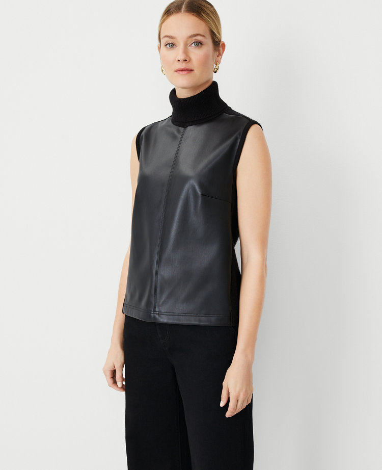 SLEEVELESS TURTLENECK: BLACK