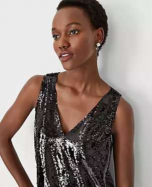 Sequin Sleeveless V-Neck Top carousel Product Image 1