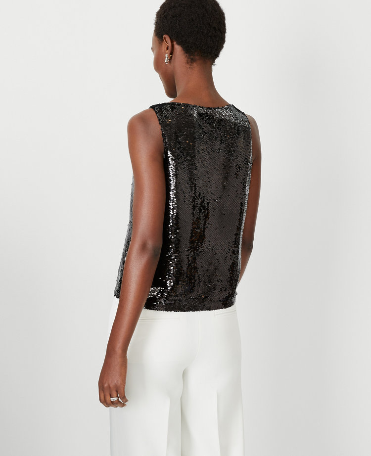 Sequin Sleeveless VNeck Top