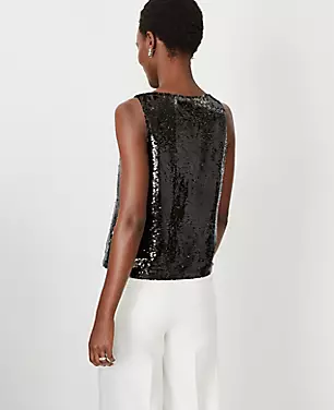 Sequin Sleeveless V-Neck Top carousel Product Image 2