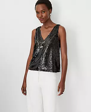 Sequin Sleeveless V-Neck Top carousel Product Image 3