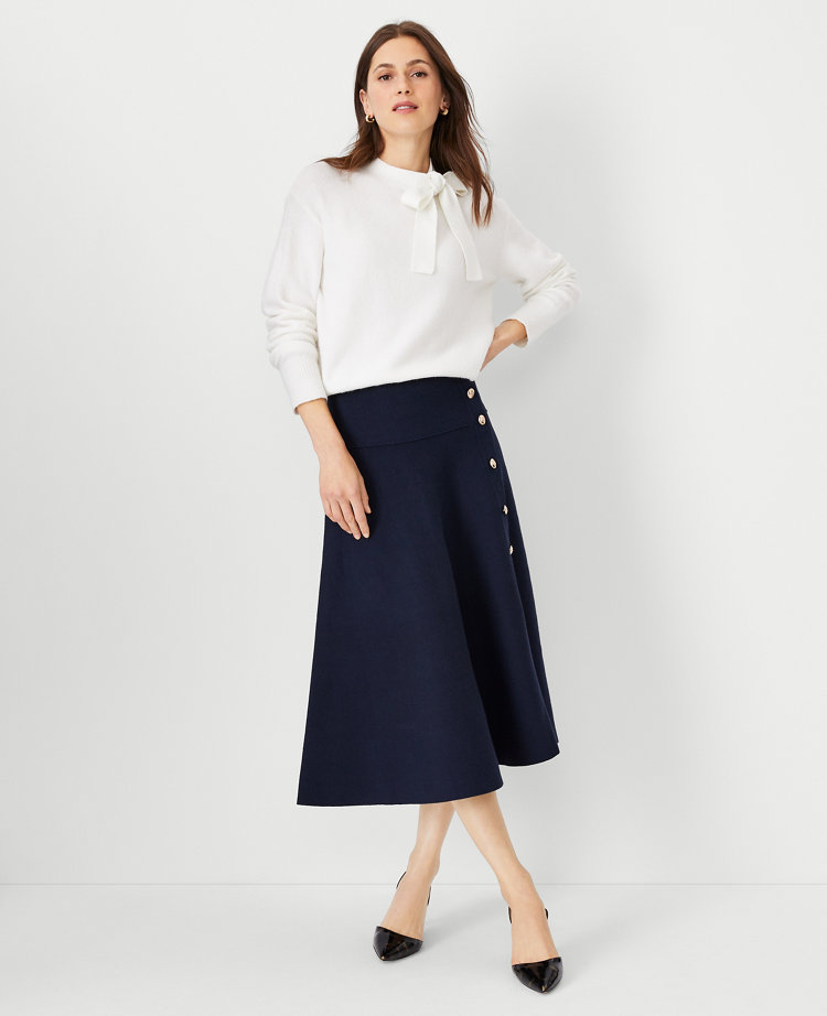 Side Button Flare Skirt