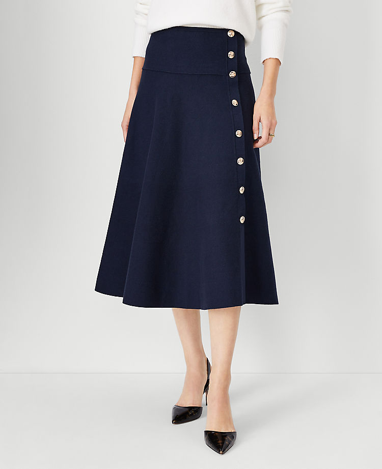 Side Button Flare Skirt