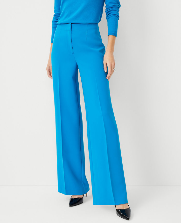 Ann Taylor The Wide Leg Pant In Crepe In Azurite