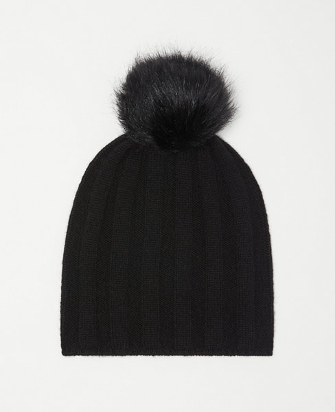Faux Fur Pom Pom Cashmere Hat