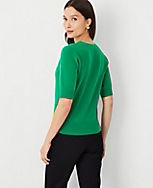 V-Neck Puff Sleeve Sweater Tee carousel Product Image 2