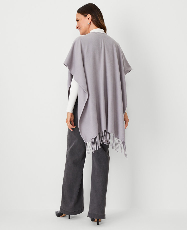 Faux Fur Pocket Wrap Poncho