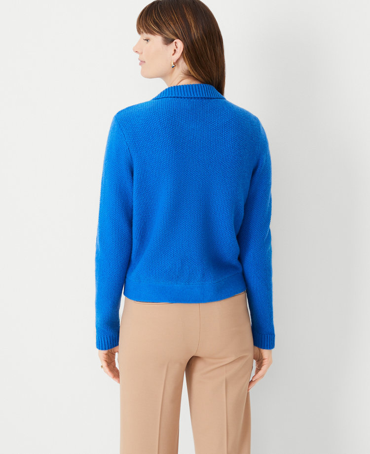 Collared Cable Sweater Jacket