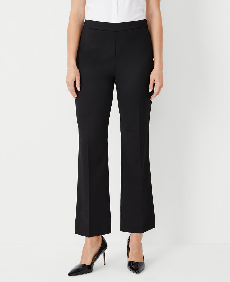 The High Rise Side Zip Flare Ankle Pant in Sateen Curvy Fit