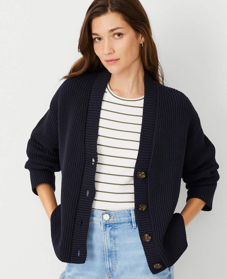 AT Weekend Ribbed V-Neck Cardigan