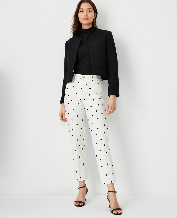 The Cotton Crop Pant in Textured Dot