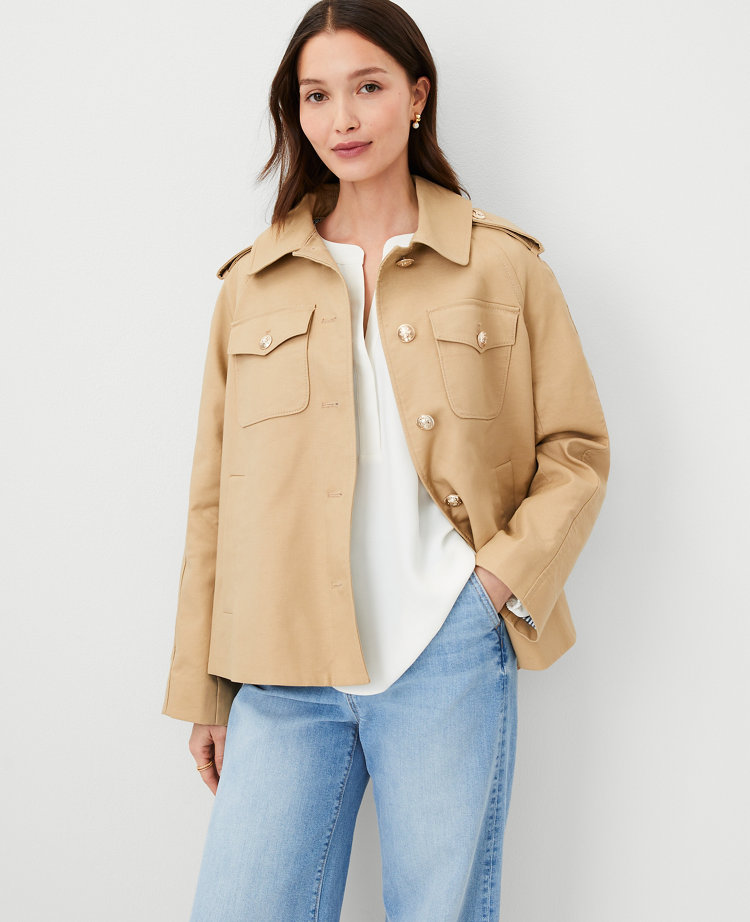 Twill Cropped Patch Pocket Shacket