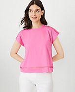 Lace Inset Pima Cotton Tee carousel Product Image 1