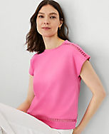 Lace Inset Pima Cotton Tee carousel Product Image 3