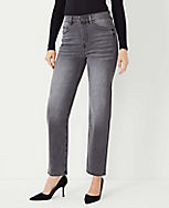 High Rise Straight Jeans in Vintage Grey Wash - Curvy Fit carousel Product Image 1
