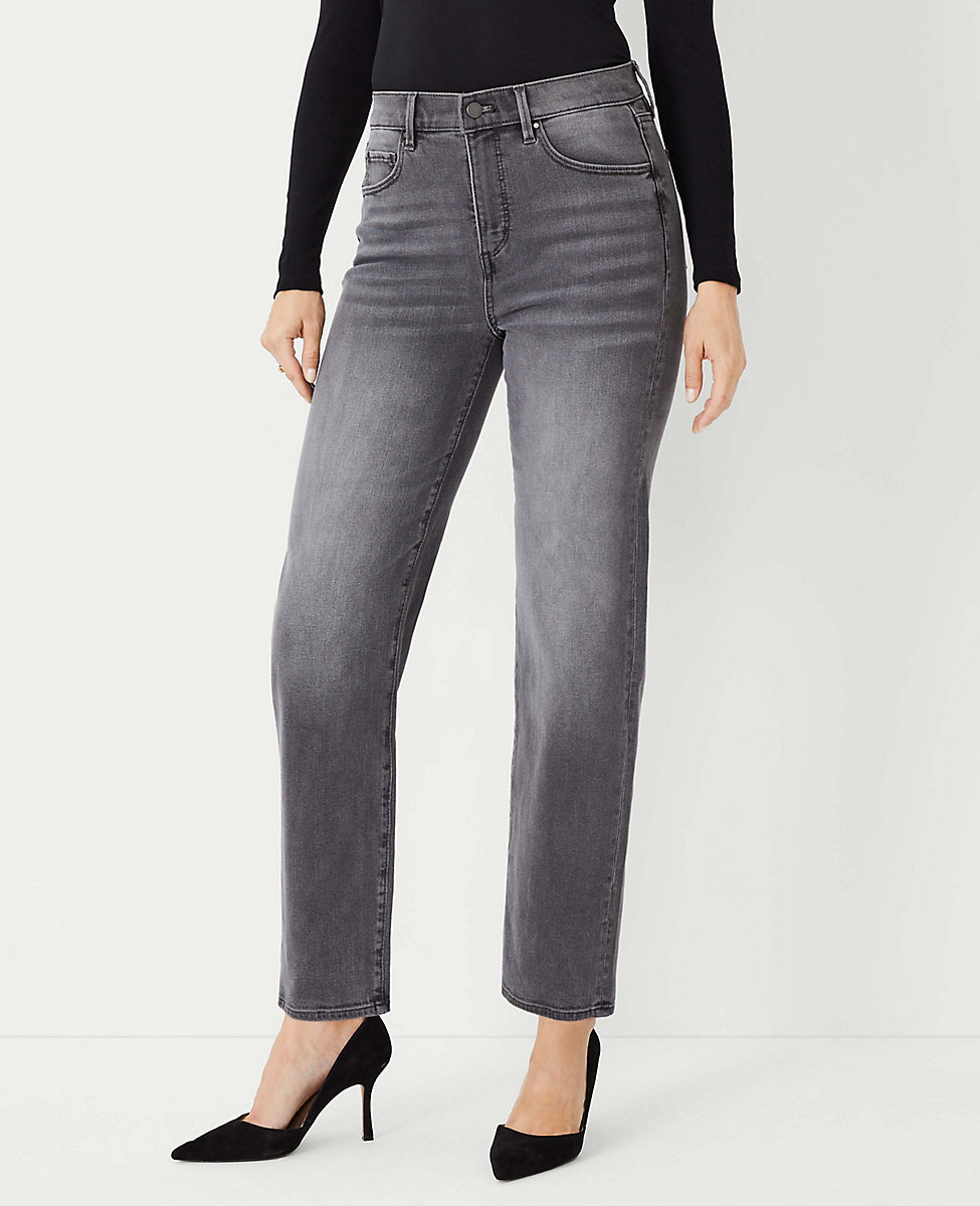 High Rise Straight Jeans in Vintage Grey Wash - Curvy Fit