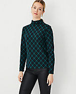 Windowpane Funnel Neck Top carousel Product Image 1