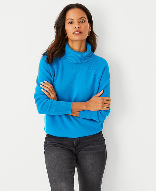 Cashmere Turtleneck Wedge Sweater