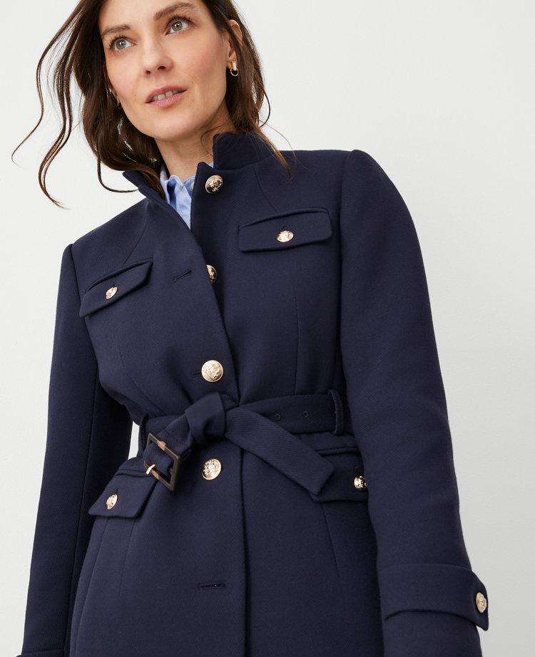 Twill Mock Neck Belted Jacket