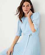 Belted Pleated Flare Dress carousel Product Image 4