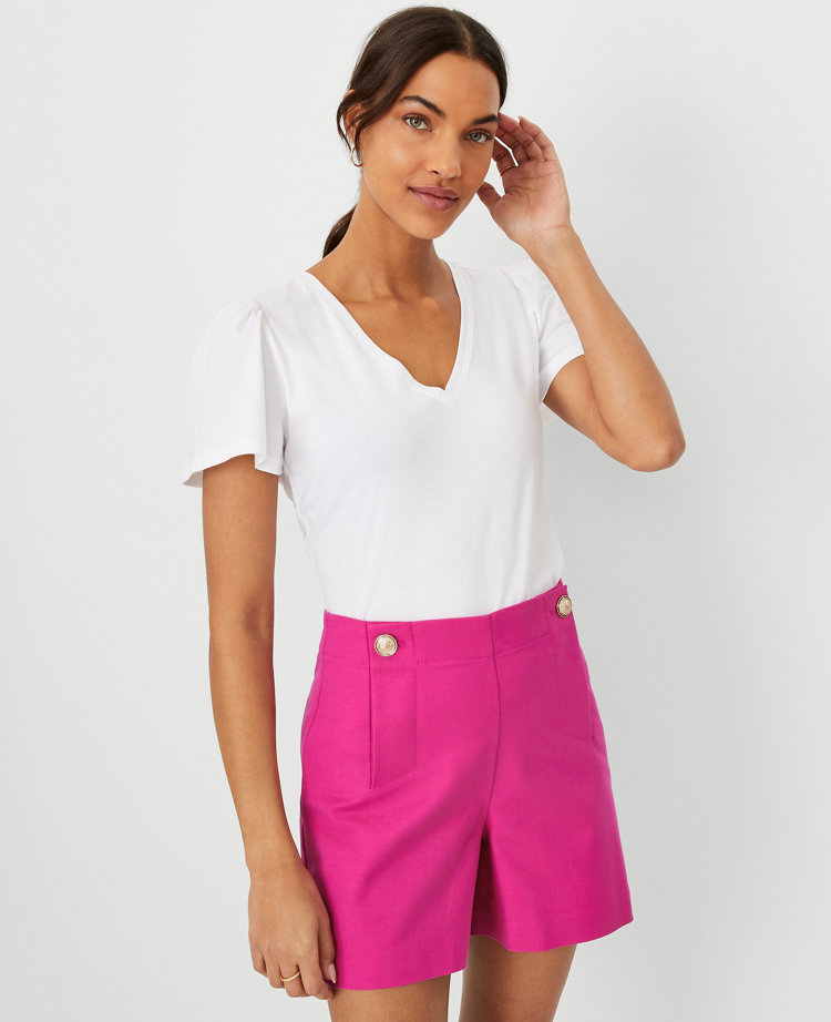 Flutter Sleeve Pima Cotton Top - White