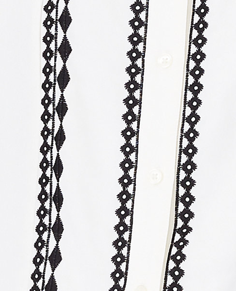 Embroidered Split Neck Top