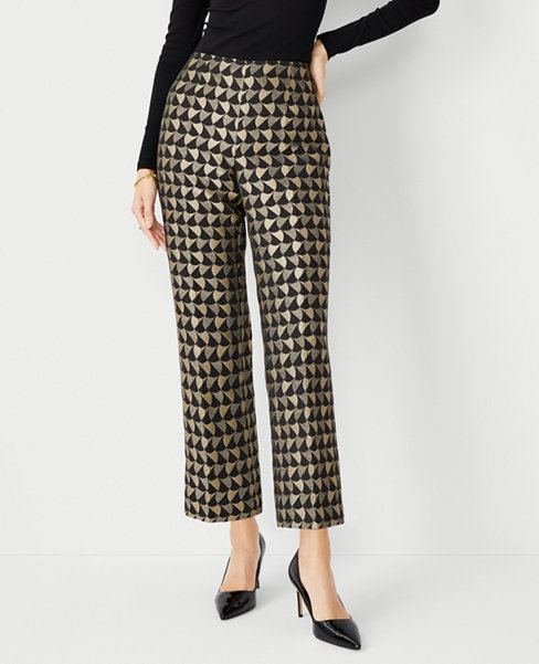 The Petite Flared Ankle Pant in Geo Jacquard