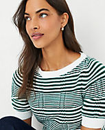 Plaid Stitch Puff Sleeve Sweater Tee carousel Product Image 3