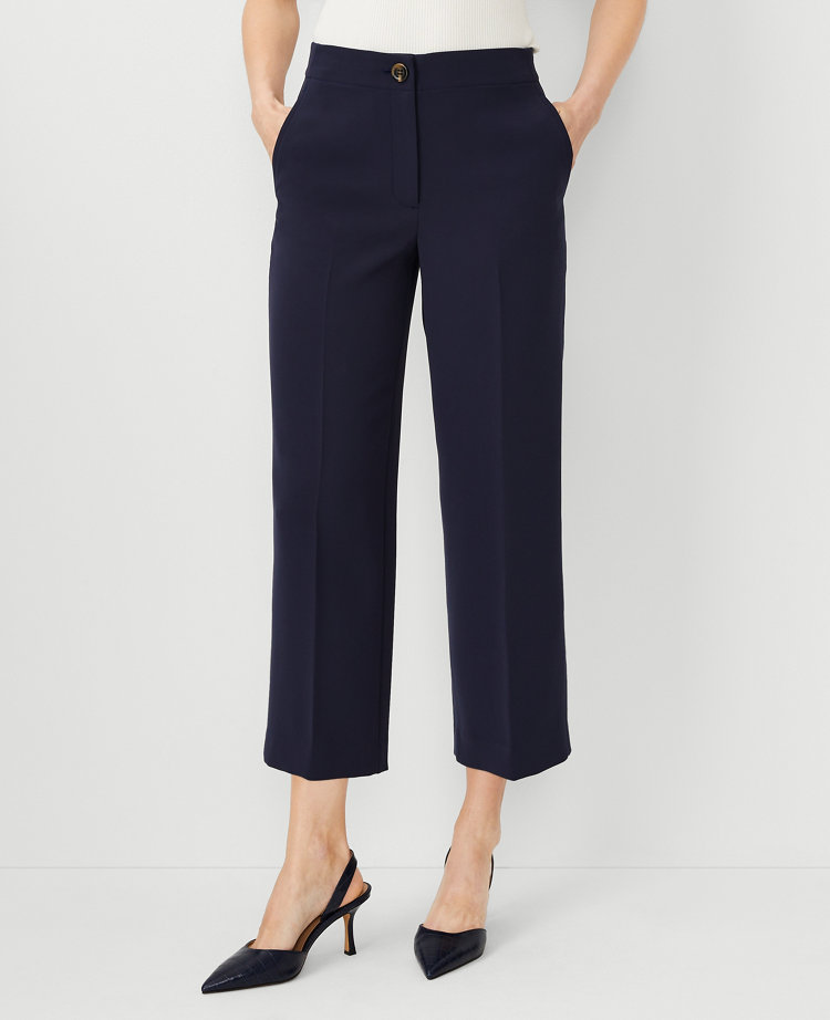 Petite Straight-Leg Crop Pants in Crinkled Crepe