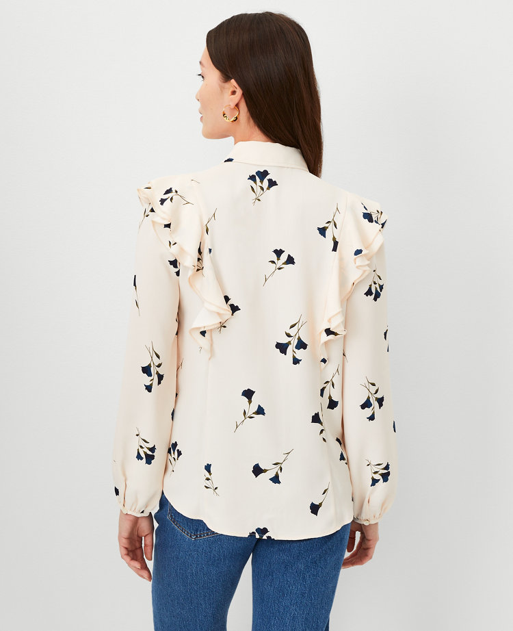 Petite Flounce Collared Shirt