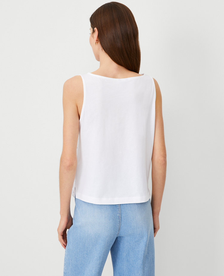 Ann Taylor white rose organic sleeveless blouse... M