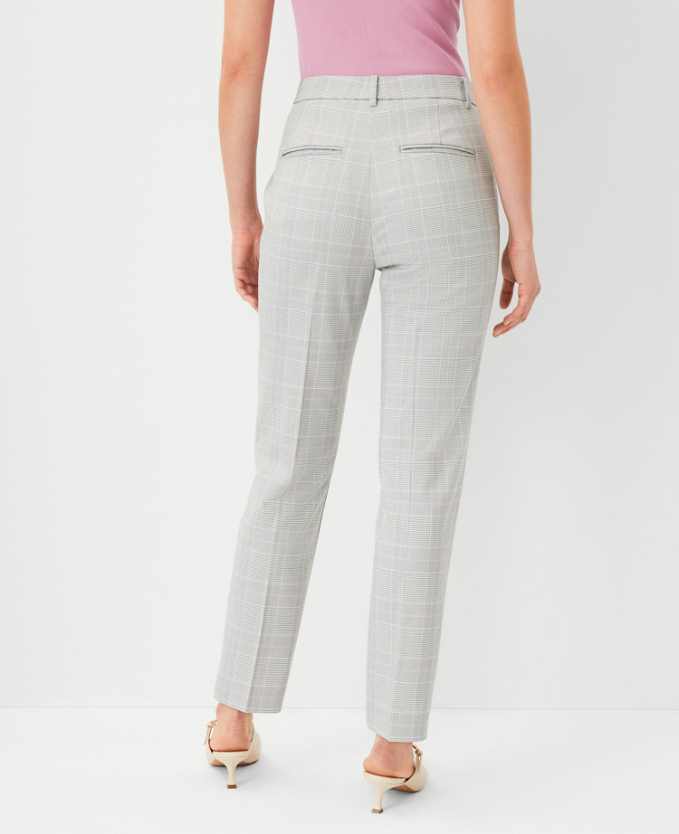 Ann Taylor The Petite High Rise Ankle Pant in Plaid - Curvy Fit Size 00 Grey Multi Women's