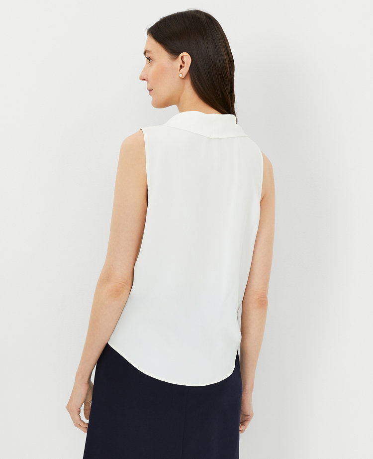 Gauze Sleeveless Top with Cowl Neck