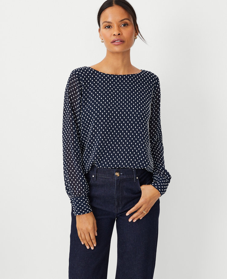 Petite Clip Boatneck Blouse