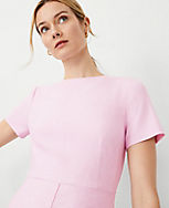 The Petite Crew Neck Flare Dress in Cross Weave carousel Product Image 3