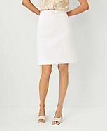 The Tall Belted A-Line Skirt in Stretch Cotton carousel Product Image 2