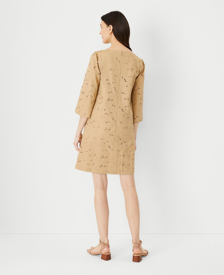 Eyelet Boatneck Shift Dress