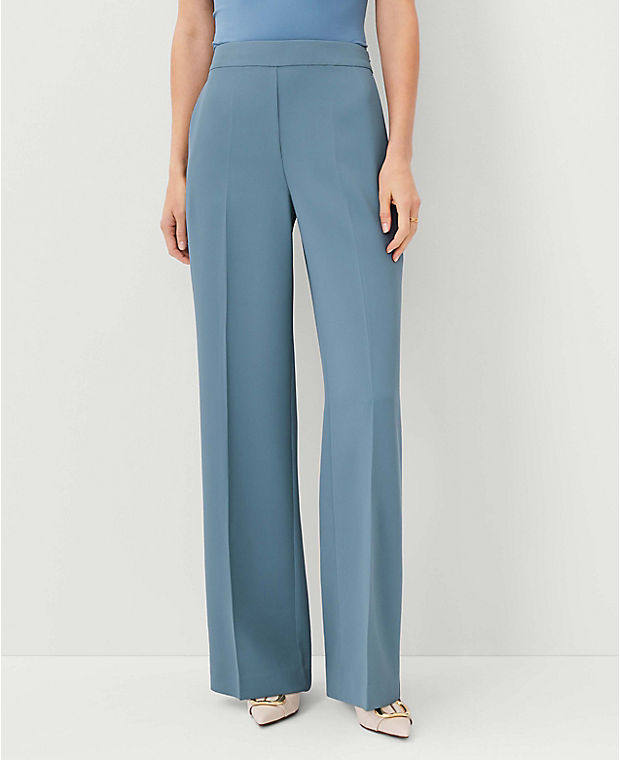The Petite High Rise Side Zip Wide Leg Pant in Fluid Crepe