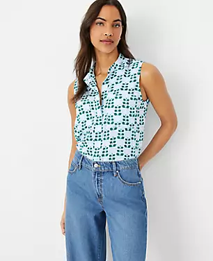 Floral Tile Sleeveless Camp Shirt carousel Product Image 1
