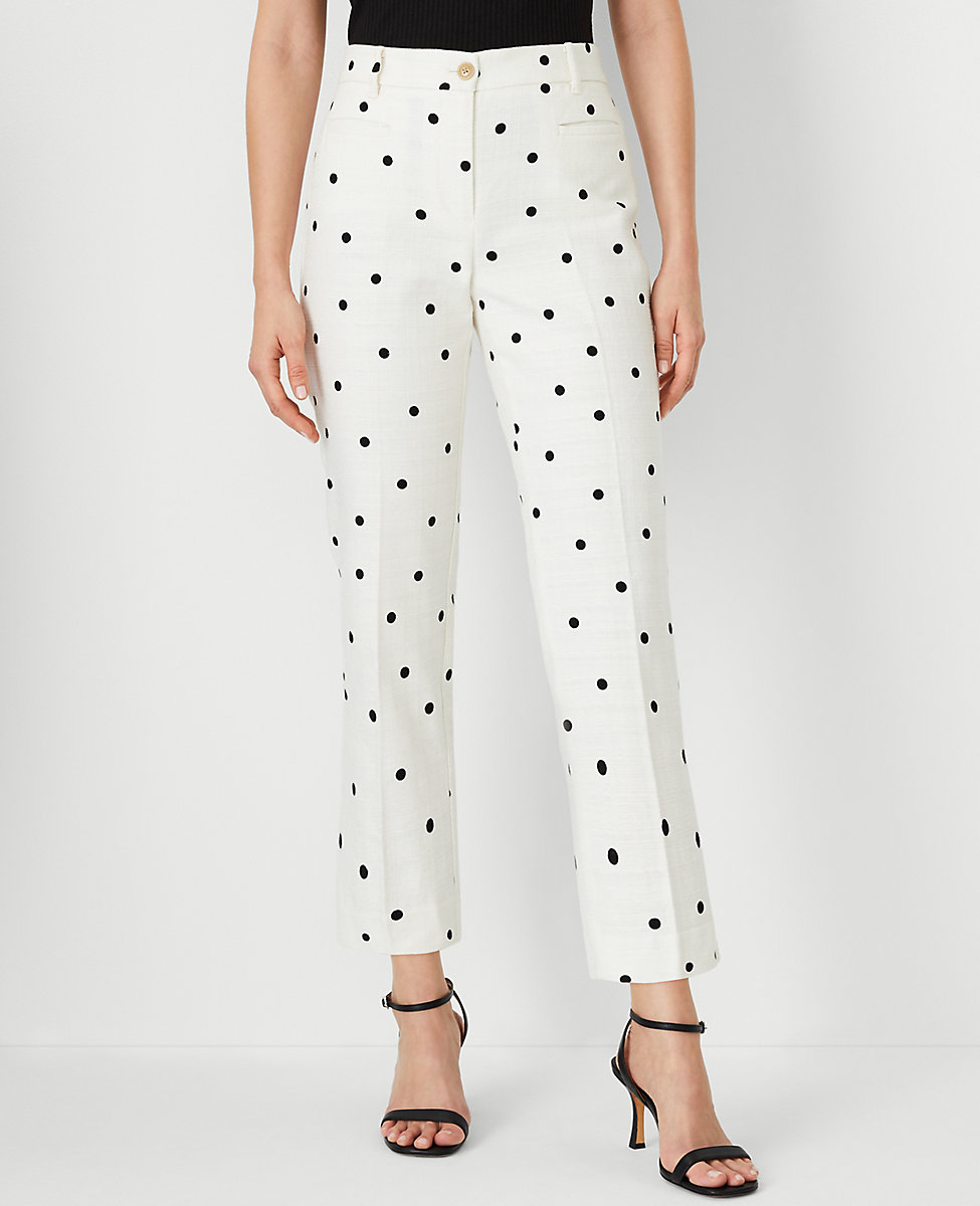 The Petite Cotton Crop Pant in Textured Dot - Curvy Fit